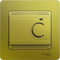 Терморегулятор механический с датчиком с рамкой Systeme Electric Glossa 0С+50С фисташковый картинка